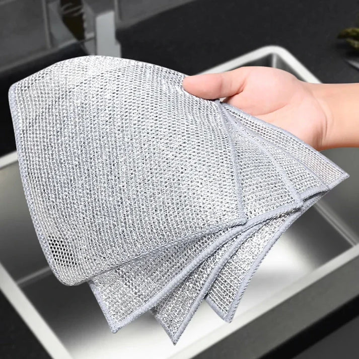 10-Pack Multipurpose Wire Dishwashing Rags - Wet & Dry Use