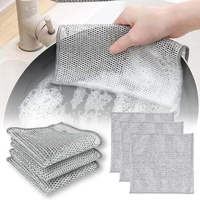 10-Pack Multipurpose Wire Dishwashing Rags - Wet & Dry Use