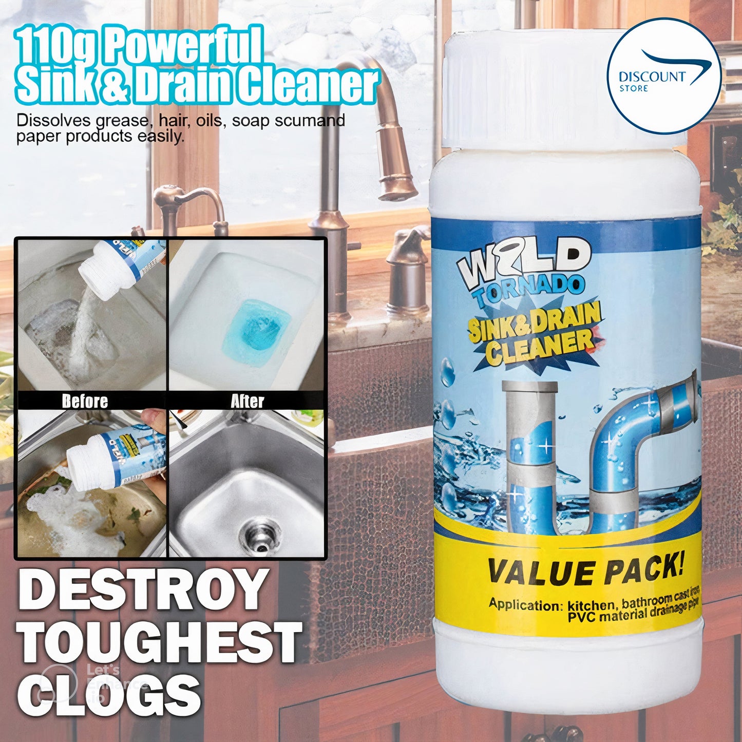 Powerful Drain & Sink Cleaner (Buy 1 Get 1 Free)